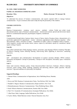 M.COM CBCS UNIVERSITY DEPARTMENT OF COMMERCE