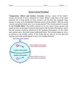 Ocean Current Worksheet Temperature Affects and Surface Currents