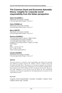 The Common Good and Economia Aziendale theory
