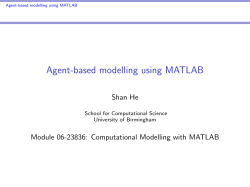 Agent-based modelling using MATLAB