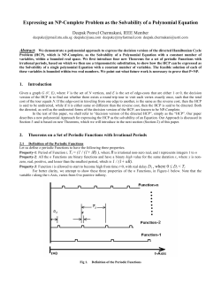 Expressing an NP-Complete Problem as the Solvability of a
