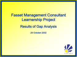 Fasset Management Consultant Learnership Project Results of Gap