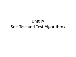 Unit I Testing and Fault Modelling