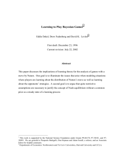 Learning about Bayesian Games - David Levine`s Economic and