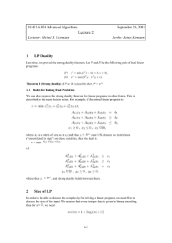 18.415/6.854 Advanced Algorithms September 24, 2001 Lecture 2