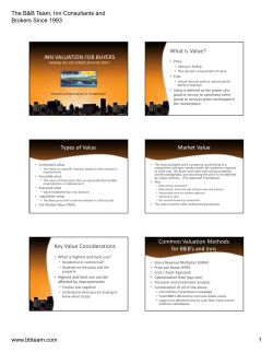 INN VALUATION FOR BUYERS What is Value? Types of Value