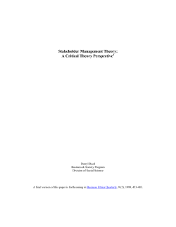 Stakeholder Management Theory