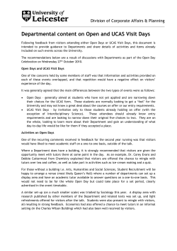 Departmental content on Open and UCAS Visit Days