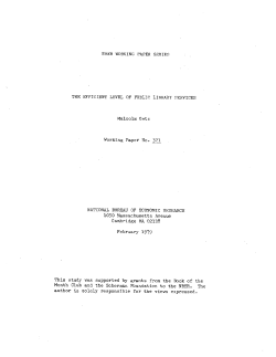 NEER WORKING PAPER SERIES THE EFFICIENT LEVEL OF