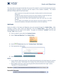Goals and Objectives
