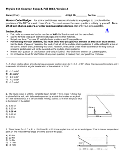 Phyics 121 Common Exam 1