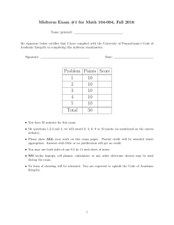 Problem Points Score 1 10 2 10 3 10 4 10 5 10 Total 50