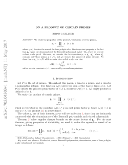 On a product of certain primes