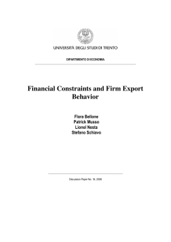 Financial Constraints and Firm Export Behavior