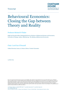 Behavioural Economics: Closing the Gap