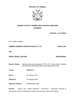Namibia Diamond Corporation (Pty) Ltd v Coetzee (LCA 302015)