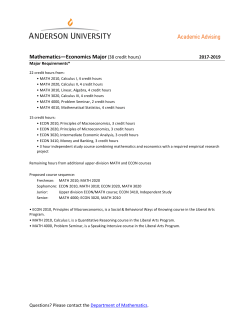 Mathematics&mdash;Economics Major (38 credit hours)