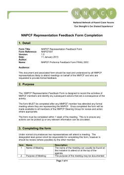 NNPCF Representation Feedback Form Completion