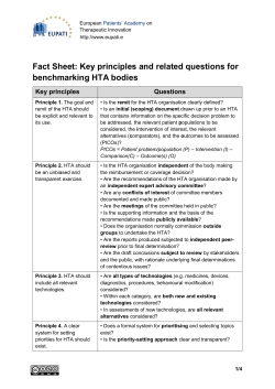 Fact Sheet: Key principles and related questions for benchmarking