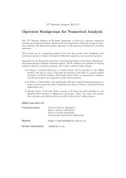 15th Internet Seminar 2011-2012: Operator Semigroups for