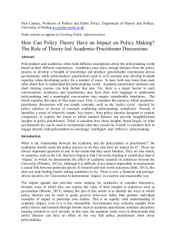 How Can Policy Theory Inform Policymaking final version 25March14