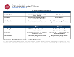 Maryland LLC compared to Delaware LLC Maryland