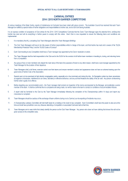 Team Manager Declaration - North Barrier Branch Surf Lifesaving