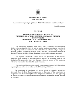 The commission regarding Legal issues, Public Administration and