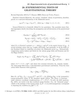 20. experimental tests of gravitational theory