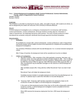 Policy: Criminal Background Investigations (Staff, Contract