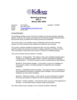 Marketing Strategy 466-71 - Kellogg School of Management