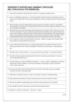 strategies to support basic numeracy difficulties (inc. dyscalculia