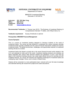 Investment Banking - NUS Business School
