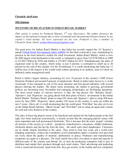 ENTRY OF BIG PLAYERS IN INDIAN RETAIL MARKET