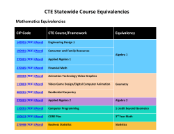 CTE Statewide Course Equivalencies