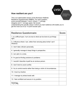 RESILIENCE Question NAIRE score