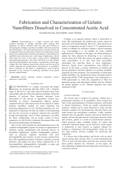 Fabrication and Characterization of Gelatin Nanofibers Dissolved in