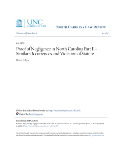 Proof of Negligence in North Carolina Part II-