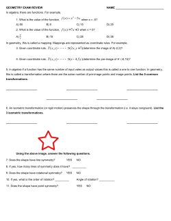 GEOMETRY EXAM REVIEW NAME In algebra, there are functions