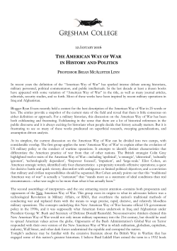 The American Way of War in History and Politics