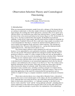 Observation Selection Theory and Cosmological Fine