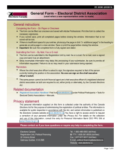 General Form &ndash; Electoral District Association(used when a new
