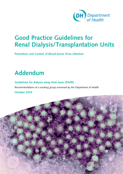 Good Practice Guidelines for Renal Dialysis/Translation Units