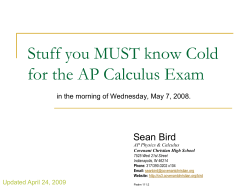 Stuff you MUST know Cold for the AP Calculus