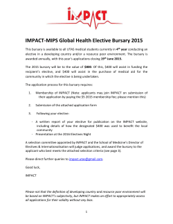IMPACT-MIPS Global Health Elective Bursary Information