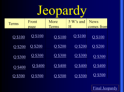 Newspaper Review Jeopardy
