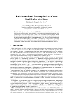 Scalarization based Pareto optimal set of arms identification