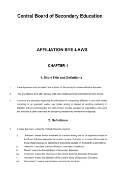 Affiliation Bye-laws - Kendriya Vidyalaya No.1, Satna