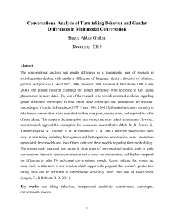 Conversational Analysis of Turn taking Behavior and Gender