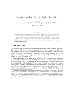 From Optimal Tax Theory to Applied Tax Policy